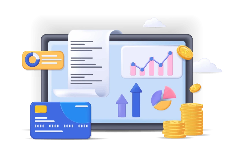 Pie chart and analytics graph showing data insights to improve online presence and drive business growth.